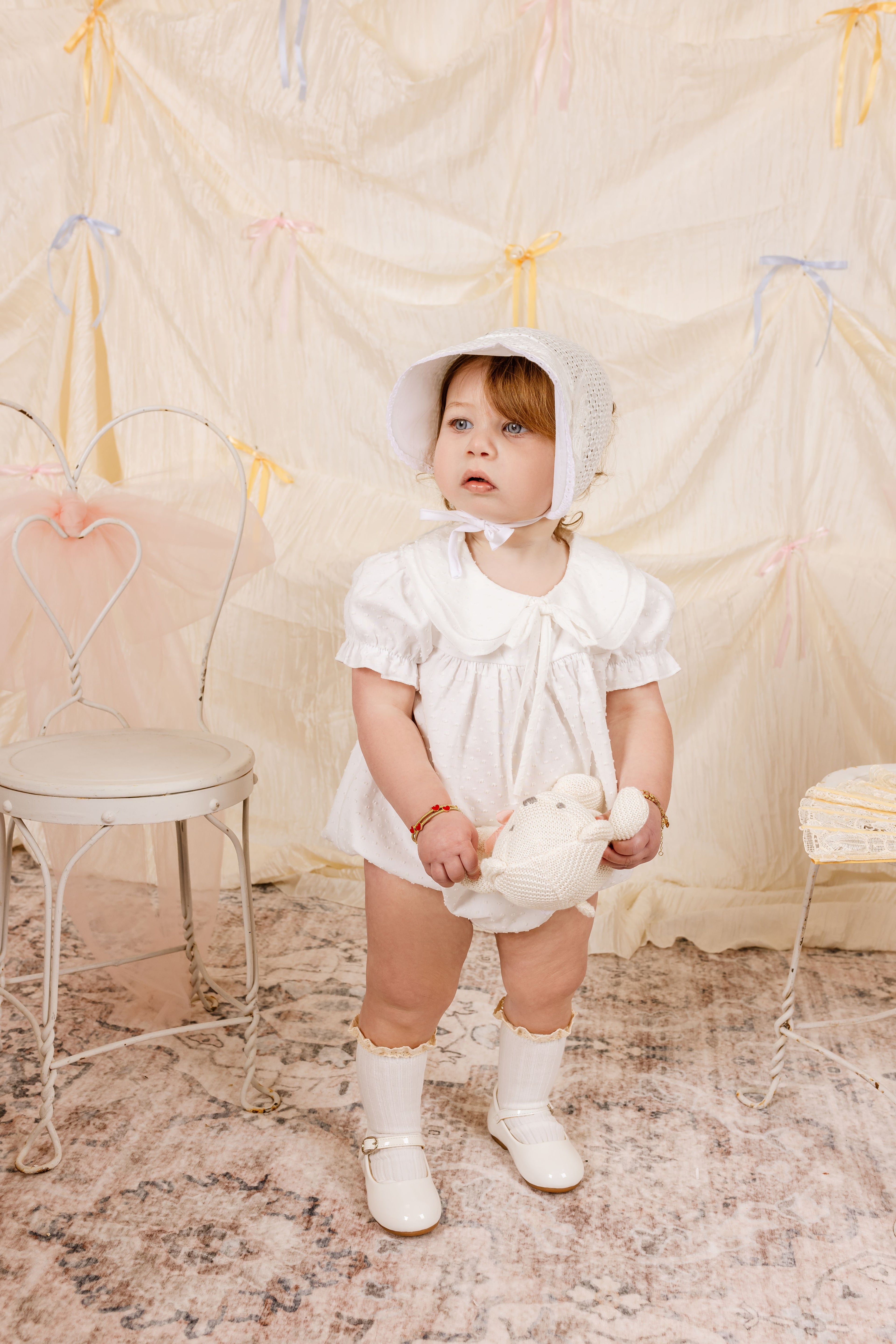 Swiss Dot Romper White