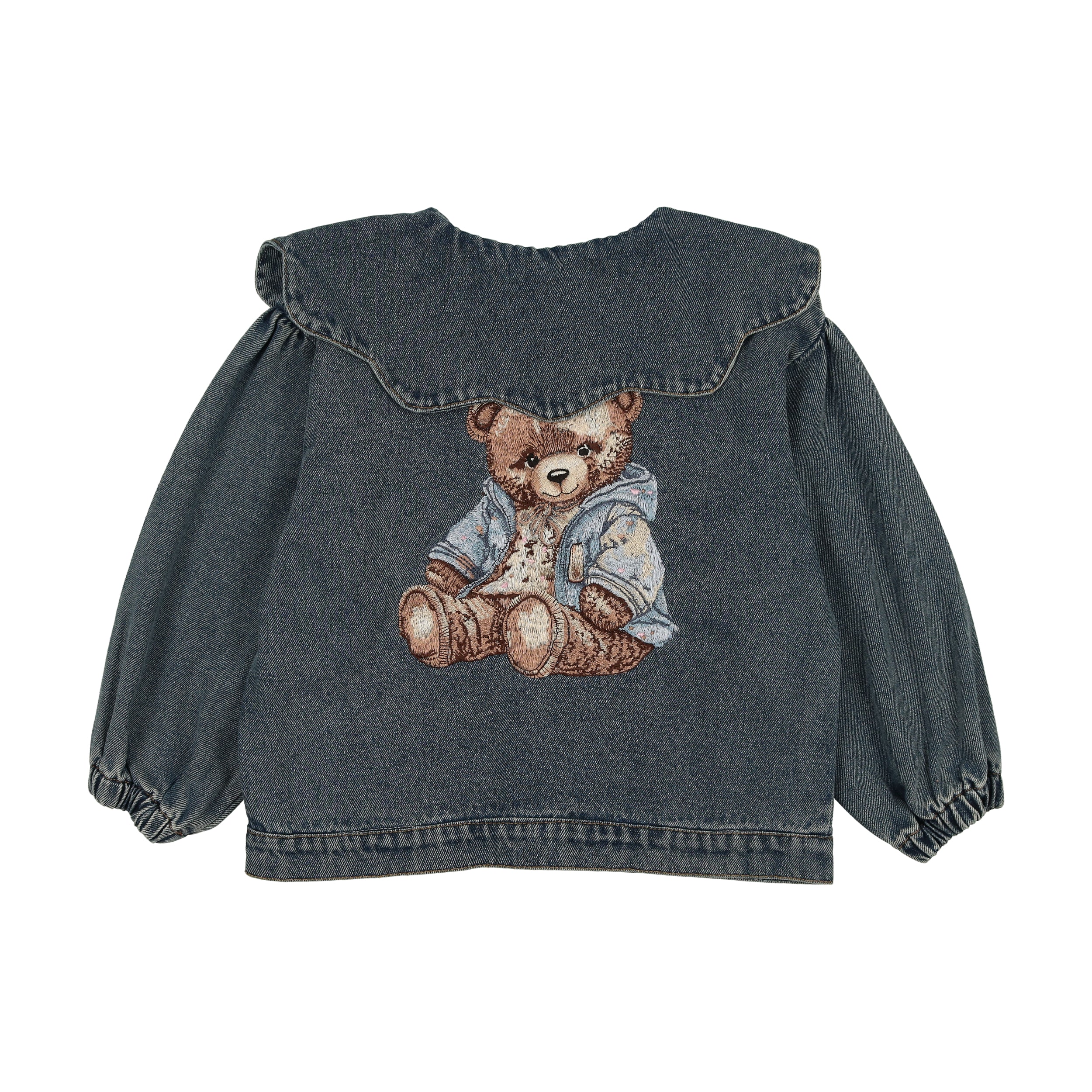 Girls Denim Embroidered Teddy Jacket